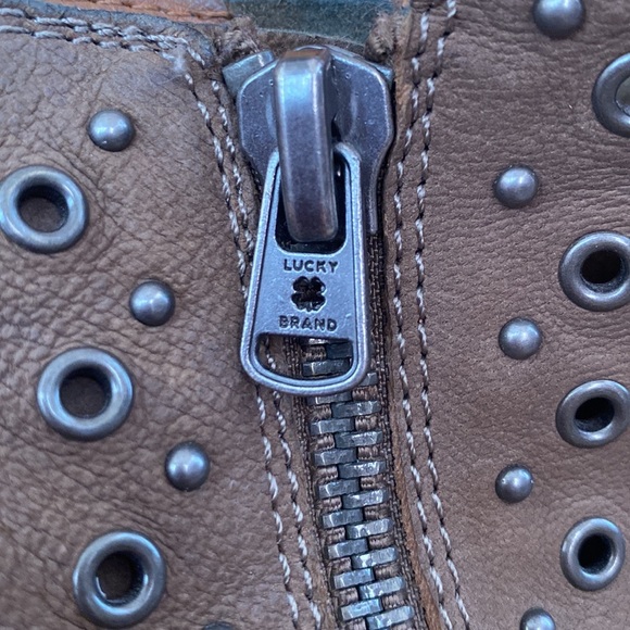 Women's Lucky Brand Hannie Moto Boot Women's Brindle Leather Size 10 - Picture 2 of 6